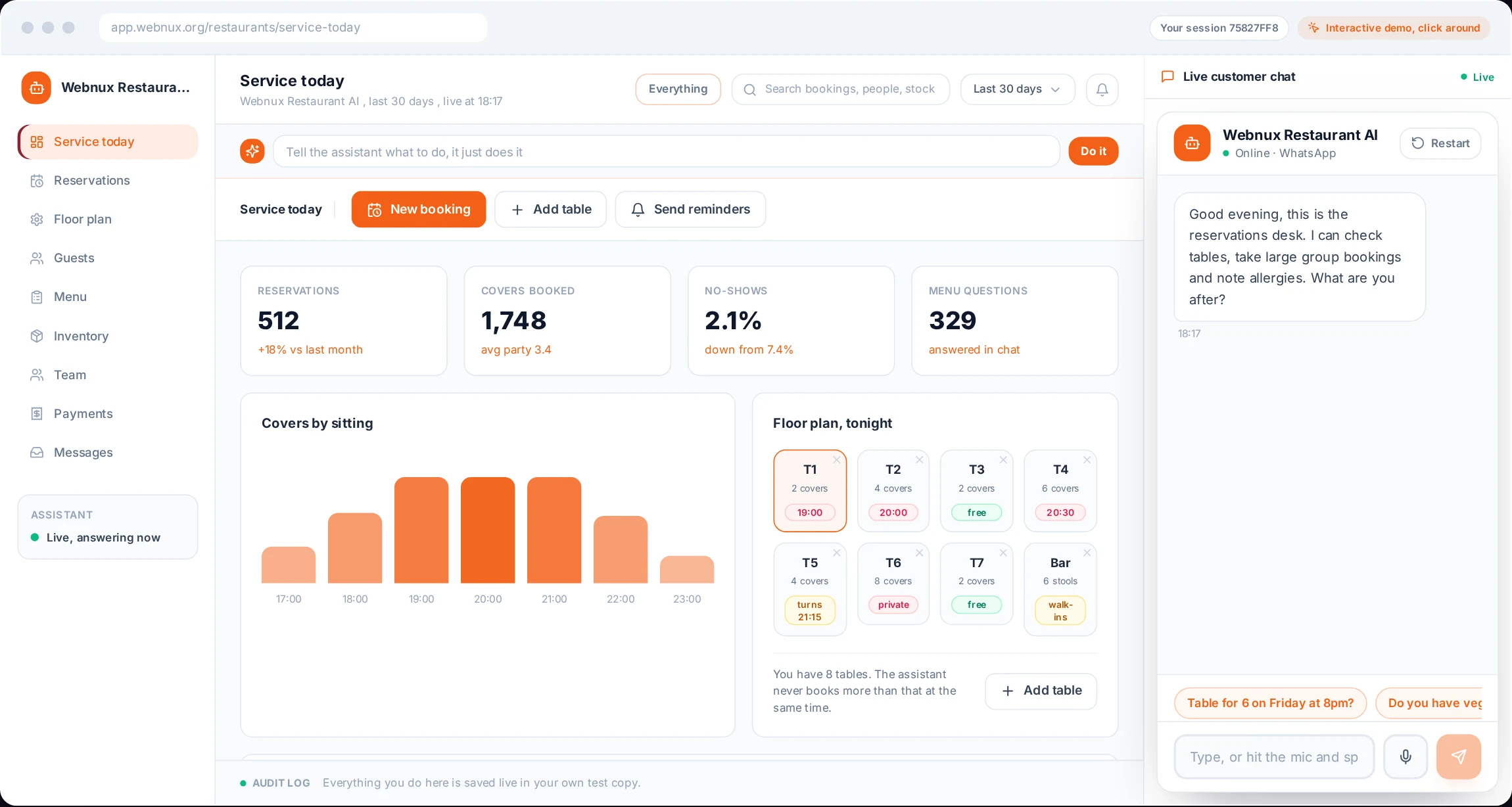 What a stable system looks like: reservations, tables and customers in one place